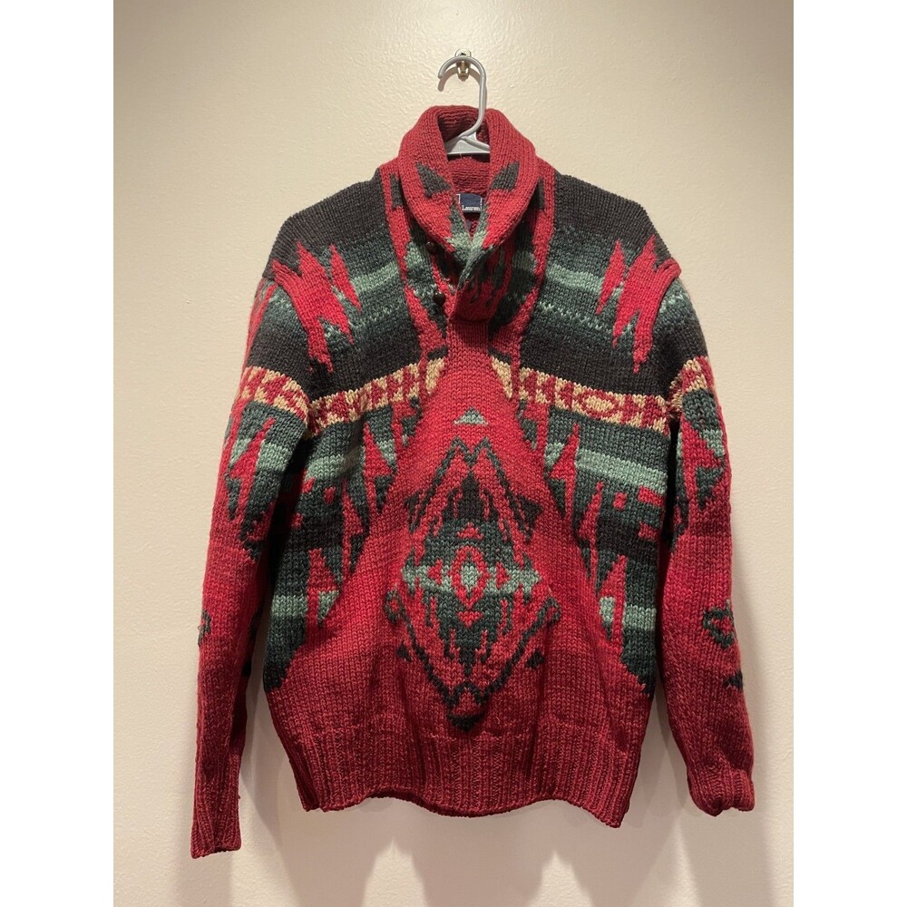 Polo Ralph Lauren Hand Knit 100% Wool Heavy Thick Sweater Men Medium Holiday VTG